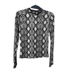 Caution to the Wind Snakeskin Long Sleeve Top Animal Fitted Moto‎ Reptile Metal